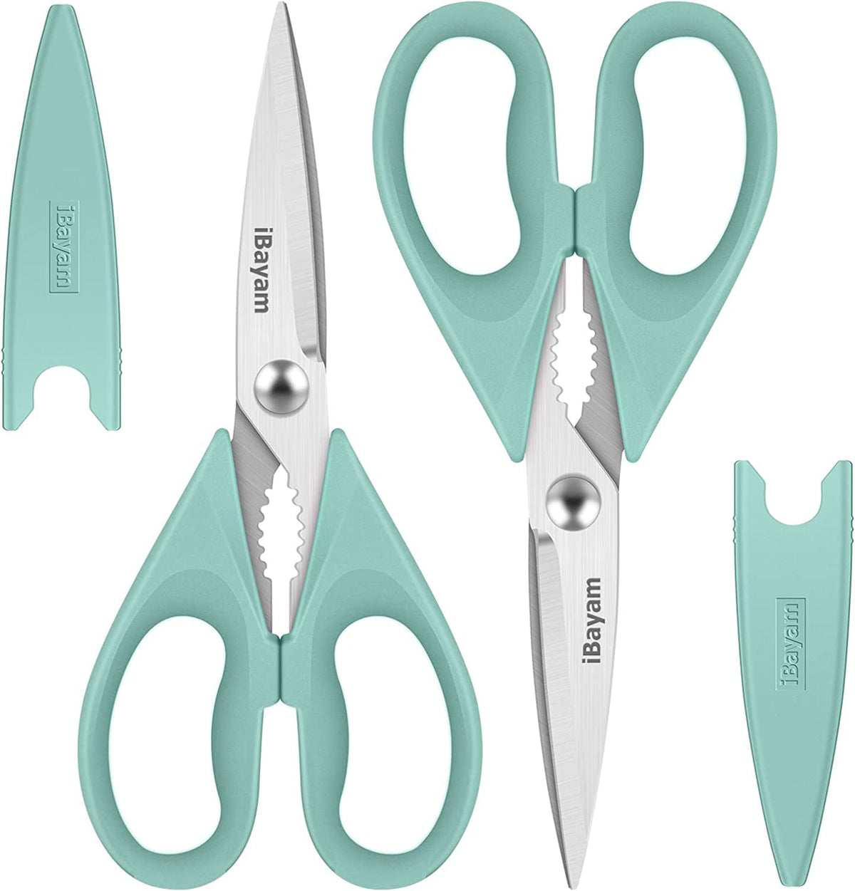 iBayam All Purpose Kitchen Shears with Protective Sheath, Black, 8.7 inch