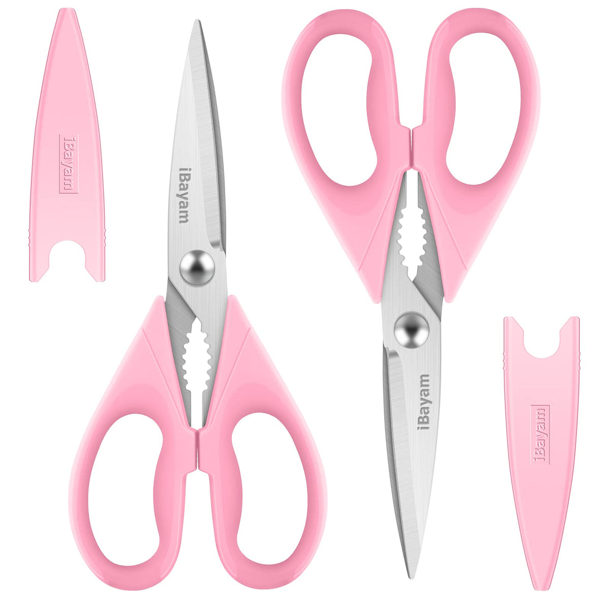 iBayam All Purpose Kitchen Shears with Protective Sheath, Black, 8.7 inch