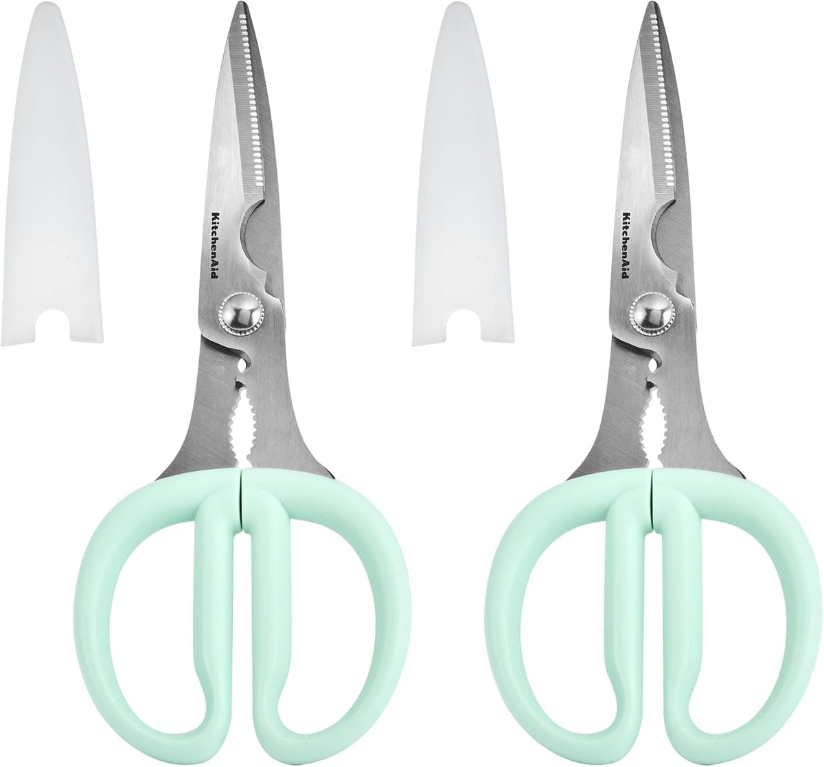 KitchenAid All Purpose Kitchen Shears with Protective Sheath Durable Stainless Steel Scissors, Dishwasher Safe, Soft Grip Comfort Handle, 8.72 Inch, Gray