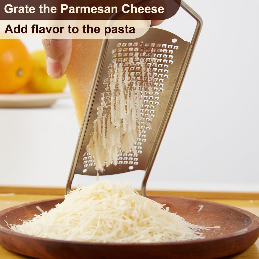 Upgraded Lemon Zester & Cheese Grater, Food Grade Stainless Steel None-Slip Hand Fine Grater for Garlic, Ginger, and Chocolate, Durable and Easy-To-Clean(Dishwasher Safe)