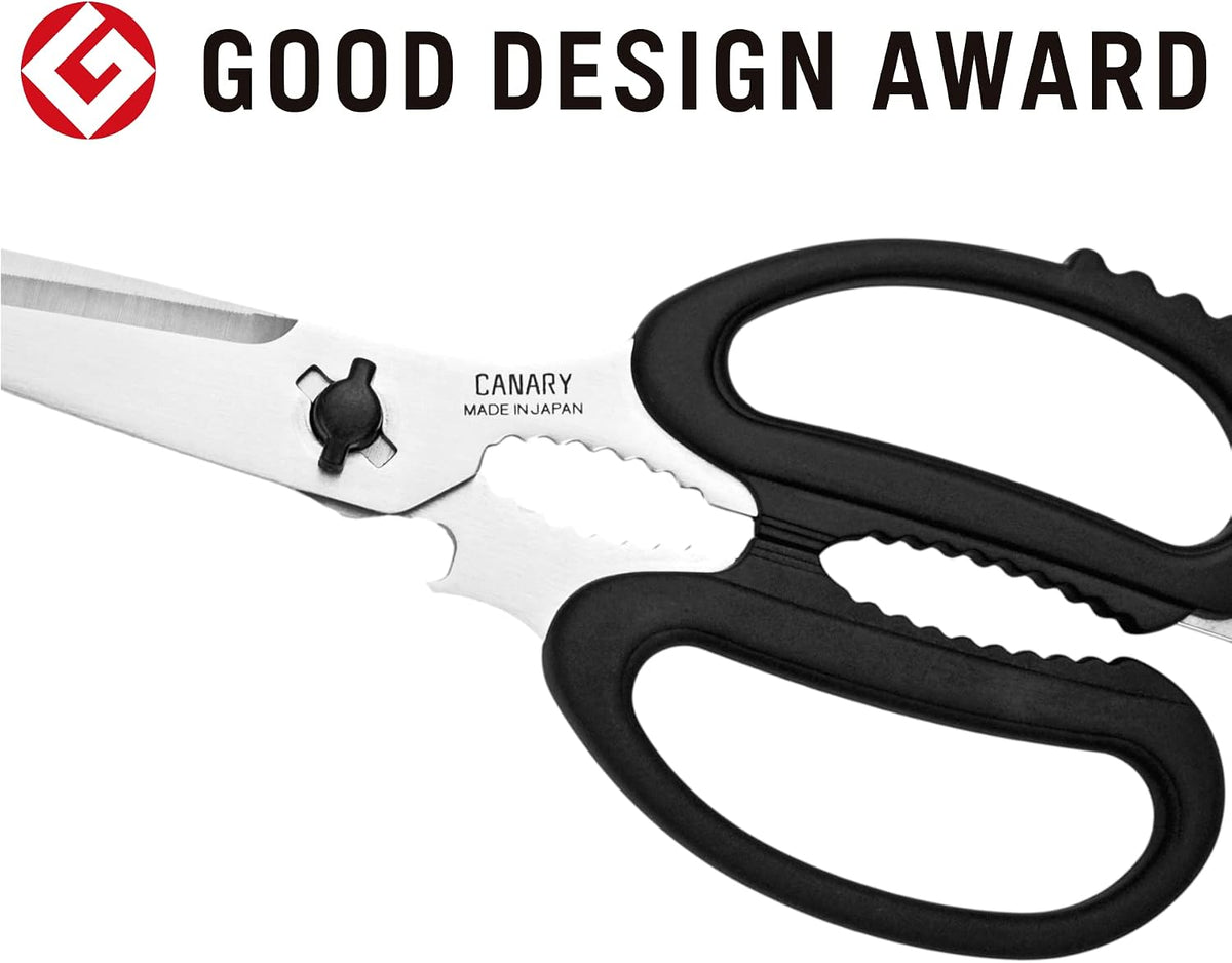 CANARY Japanese Kitchen Scissors Heavy Duty 8.2", Made in JAPAN, Dishwasher Safe Come Apart Blade, Multipurpose Kitchen Scissors, Sharp Serrated Japanese Stainless Steel, Black