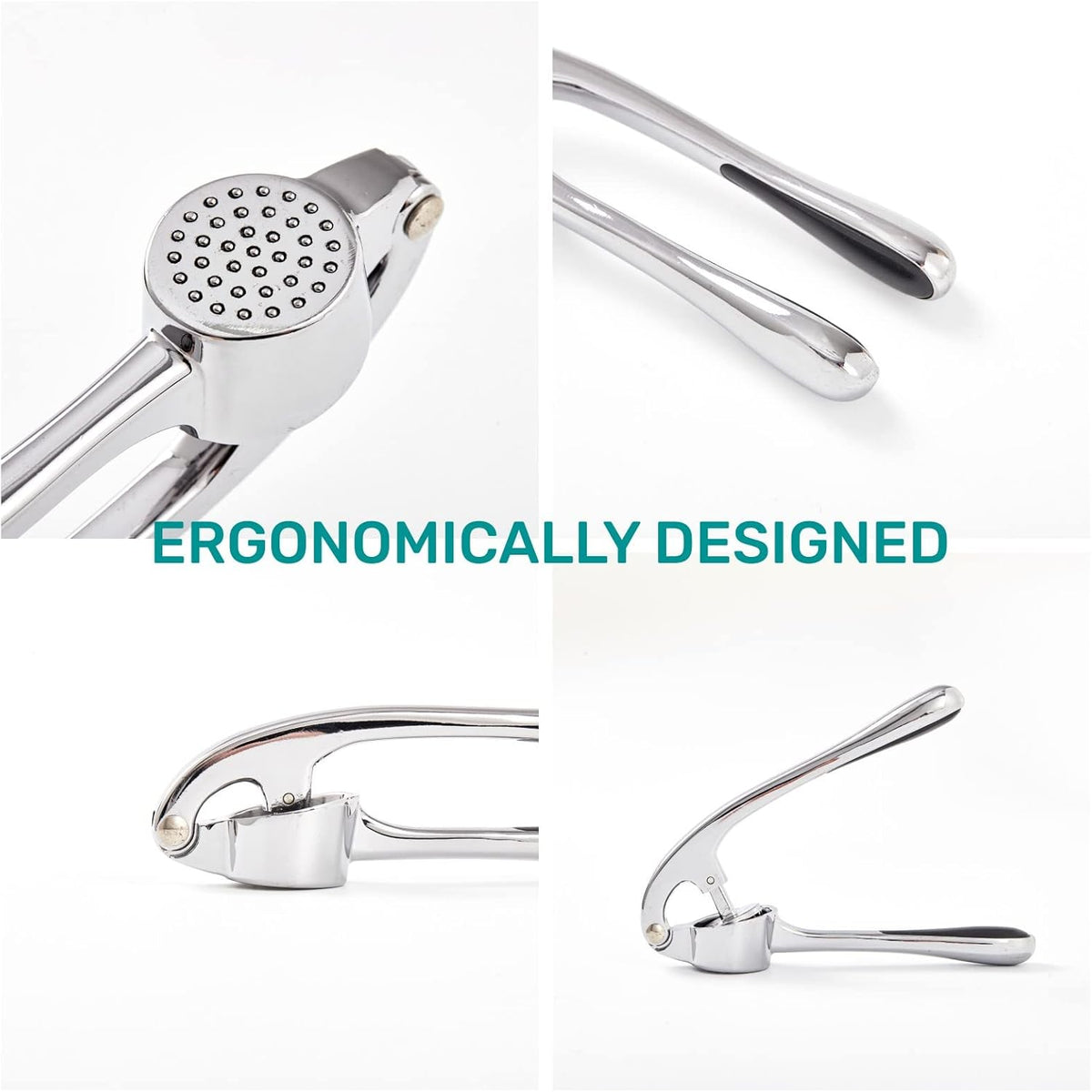 HiramWare Garlic Press, Premium Rust Proof Kitchen Garlic Mincer Crusher Squeezer with Ergonomic handle, Ginger Crusher with Good Grip, Easy to Clean, Dishwasher Safe