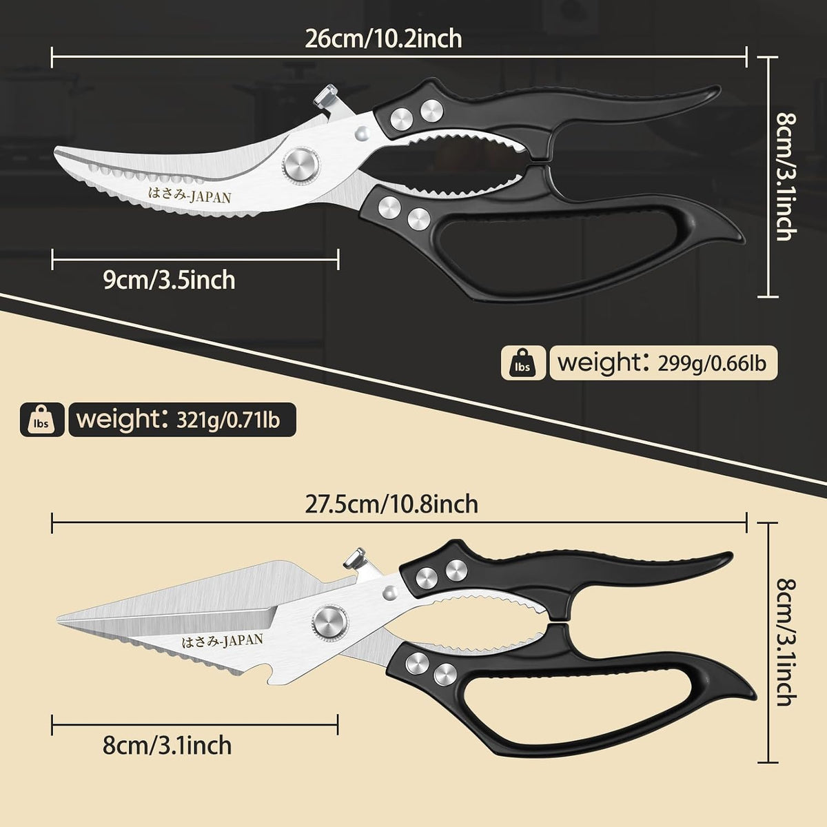 Huusk Kitchen Scissors Set Heavy Duty, All Purpose Japanese Poultry Shears