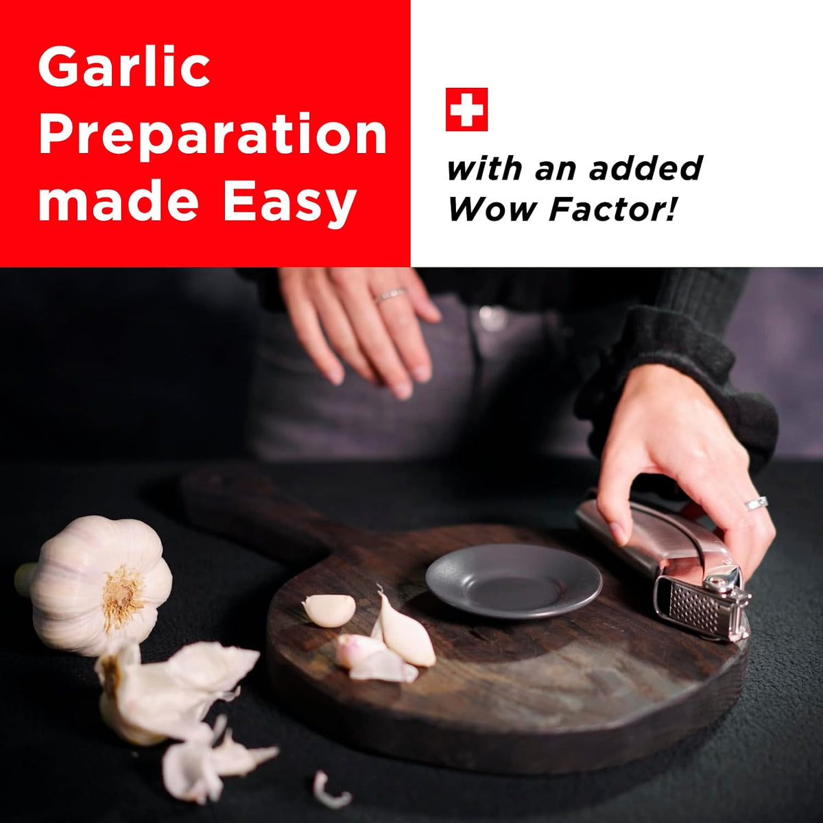 Kuhn Rikon Epicurean Garlic Press, Stainless Steel, 6.5 x 1 x 1.5 inches, Silver
