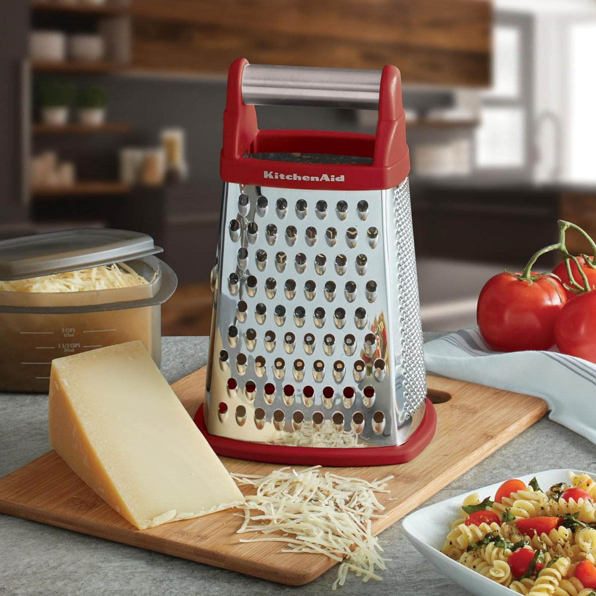 KitchenAid Gourmet 4-Sided Stainless Steel Box Grater with Detachable Storage Container