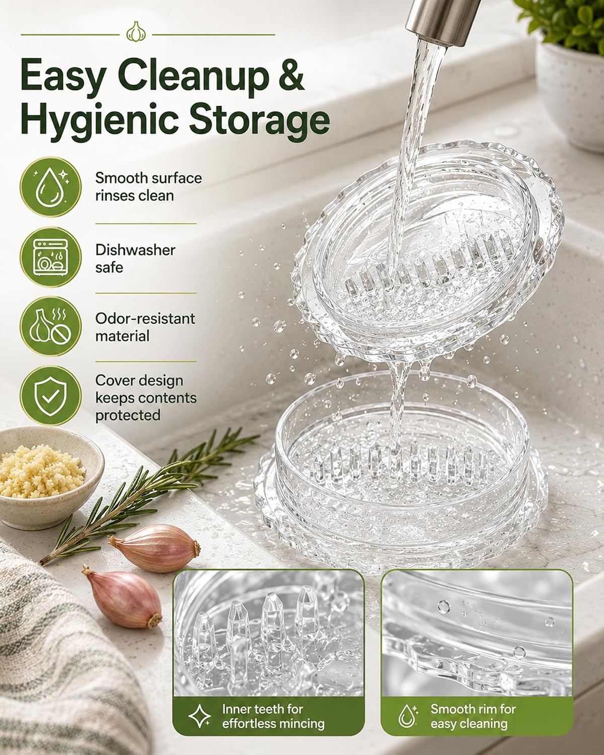 Garlic Mincer Transparent Manual Garlic Press, Multi-Functional Mincer for Garlic, Onion, Ginger, Herbs, Nuts