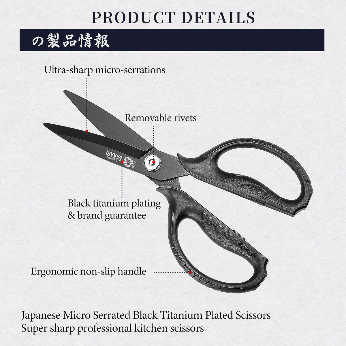 MITSUMOTO SAKARI Detachable Poultry Shears, Kitchen Scissors