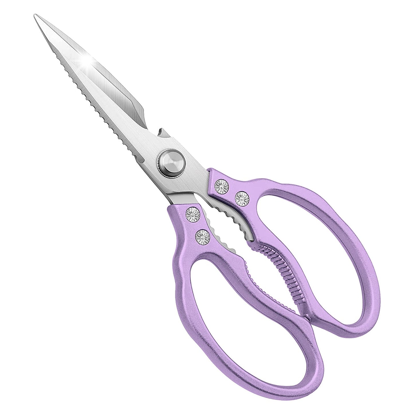 CGBE Kitchen Scissors, Multi-Purpose Kitchen Shears, Heavy Duty Dishwasher Safe Food Scissors for Chicken, Poultry, Fish, Meat & Herbs with Non-Slip Grips - Sliver
