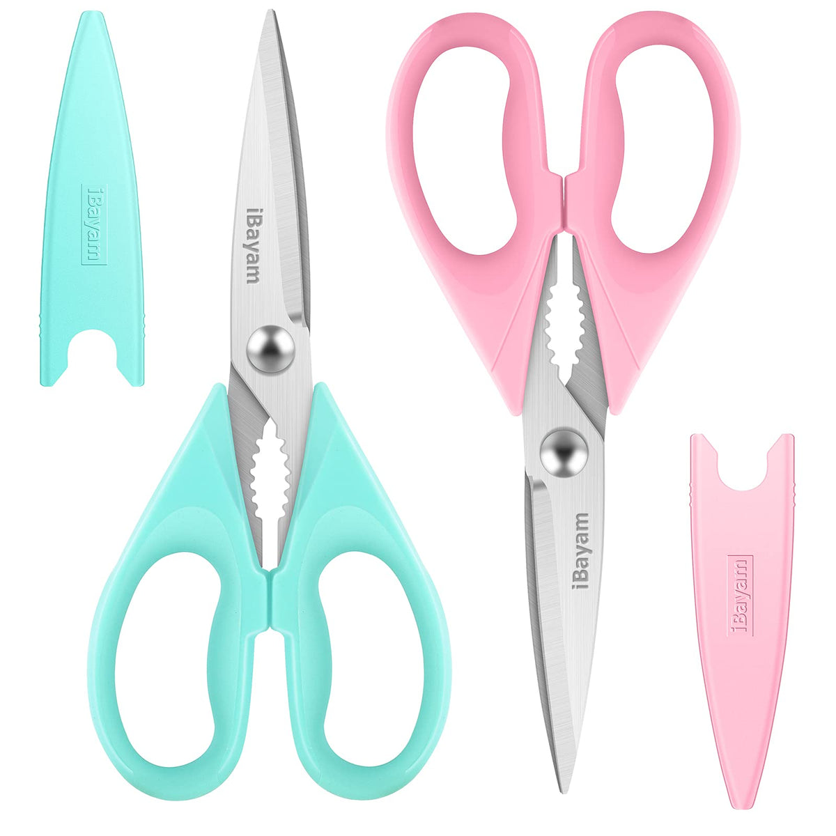 iBayam All Purpose Kitchen Shears with Protective Sheath, Black, 8.7 inch