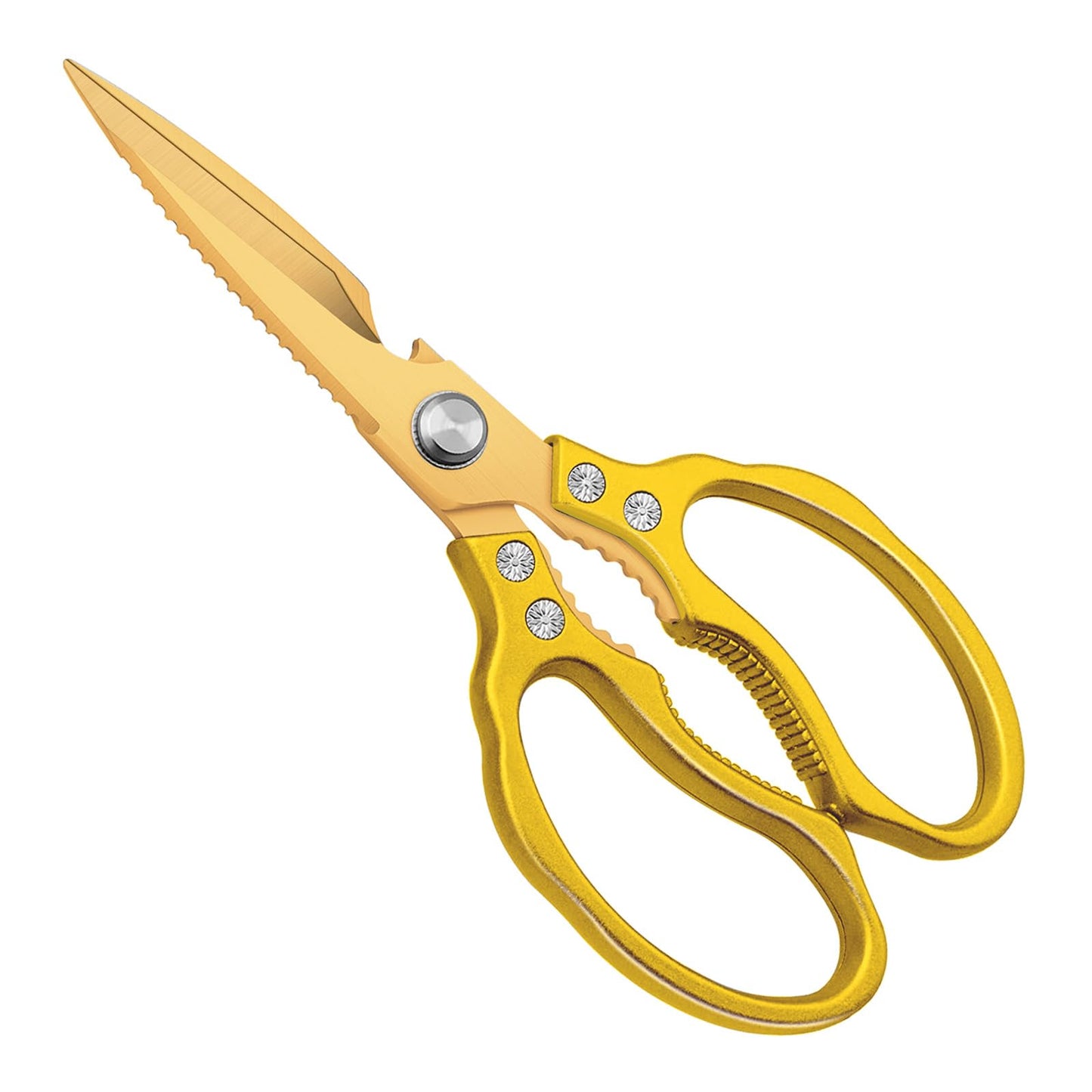 CGBE Kitchen Scissors, Multi-Purpose Kitchen Shears, Heavy Duty Dishwasher Safe Food Scissors for Chicken, Poultry, Fish, Meat & Herbs with Non-Slip Grips - Sliver