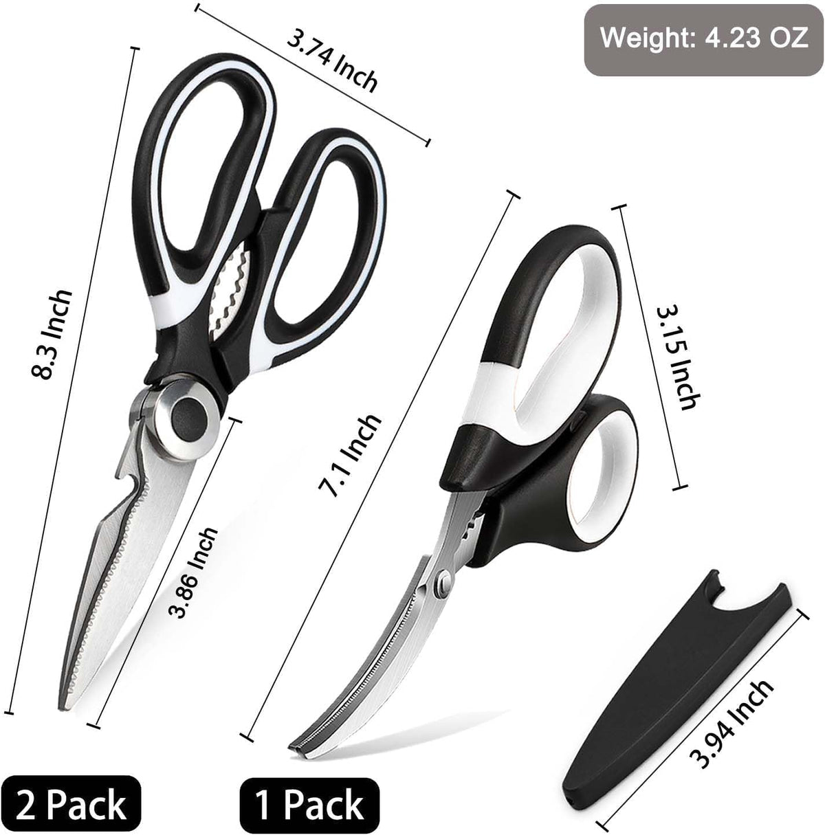 OMDAR 3 Pack Kitchen Scissors & Seafood Scissors Set, Sharp Kitchen Shears