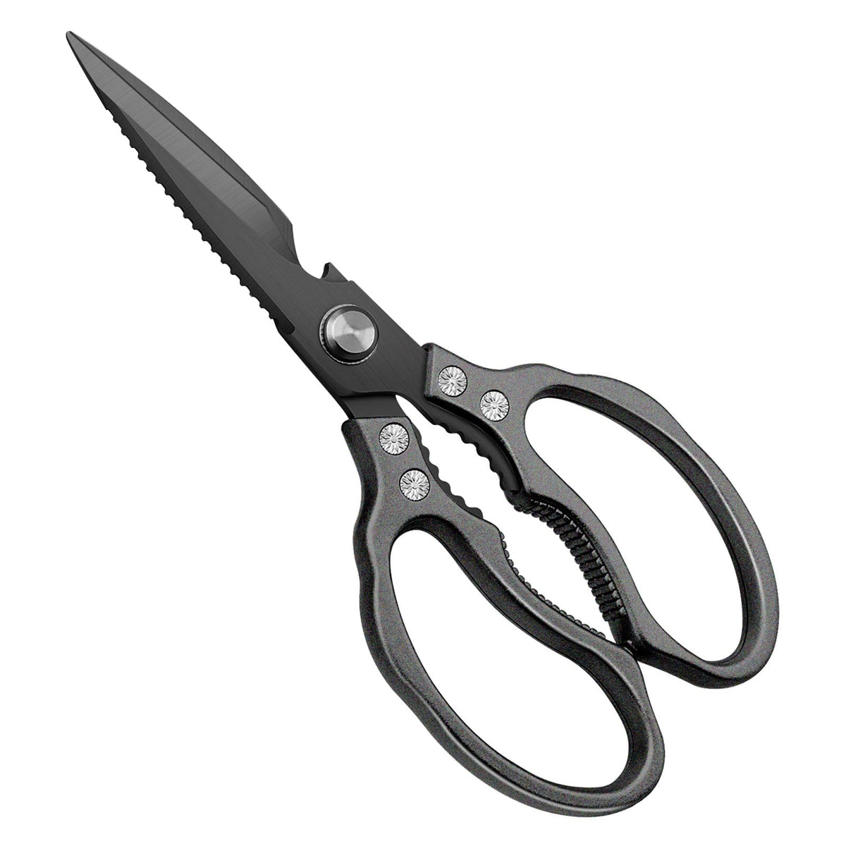 CGBE Kitchen Scissors, Multi-Purpose Kitchen Shears, Heavy Duty Dishwasher Safe Food Scissors for Chicken, Poultry, Fish, Meat & Herbs with Non-Slip Grips - Sliver
