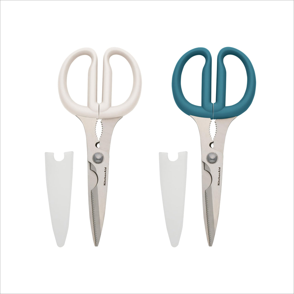 KitchenAid All Purpose Kitchen Shears with Protective Sheath Durable Stainless Steel Scissors, Dishwasher Safe, Soft Grip Comfort Handle, 8.72 Inch, Gray