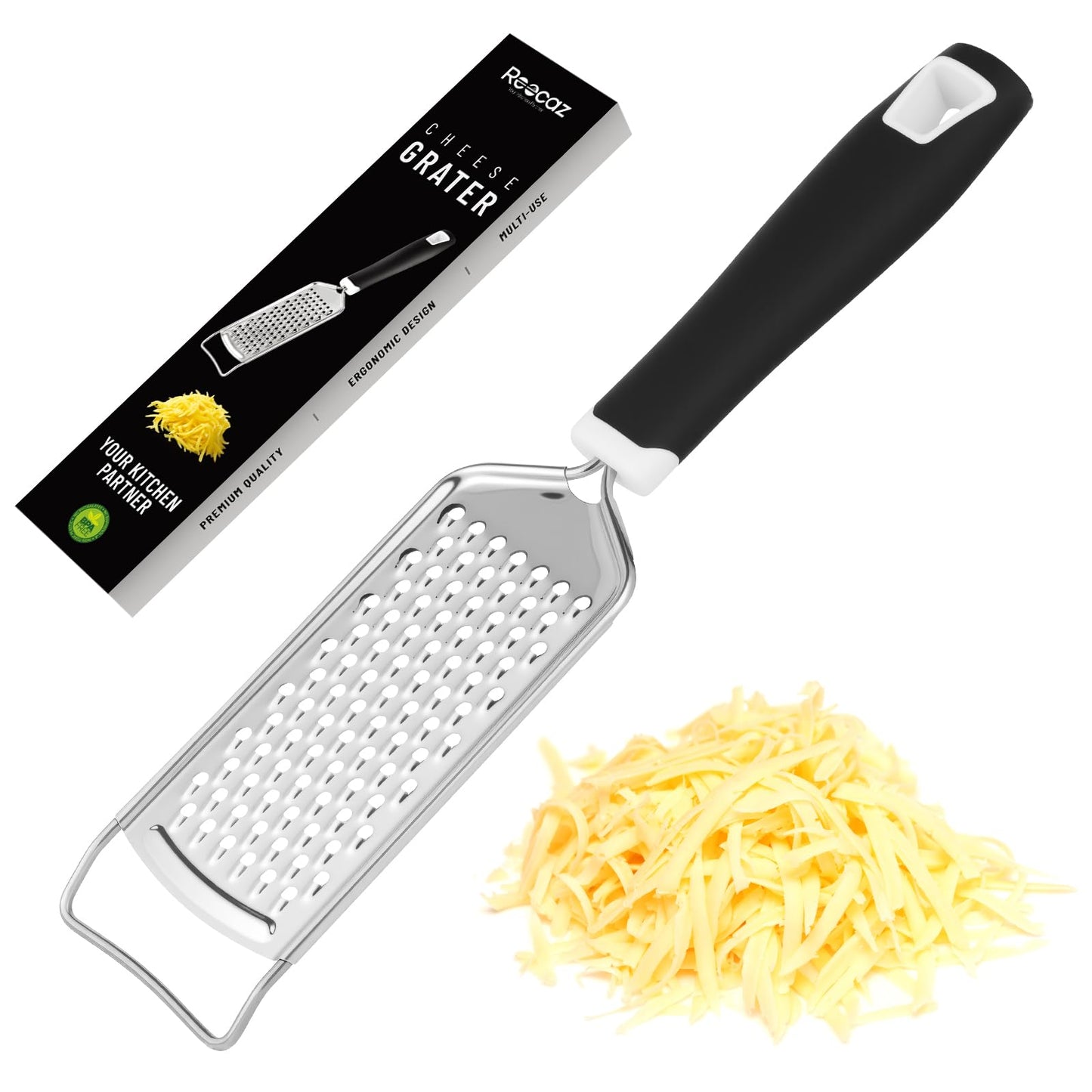 Handheld Cheese Grater & Cheese Shredder – Stainless Steel, Rust-Proof | Non-Slip Handle, Durable Flat Grater for Parmesan, Chocolate, Spices, Vegetables & More – Multi-Purpose & Easy to Clean
