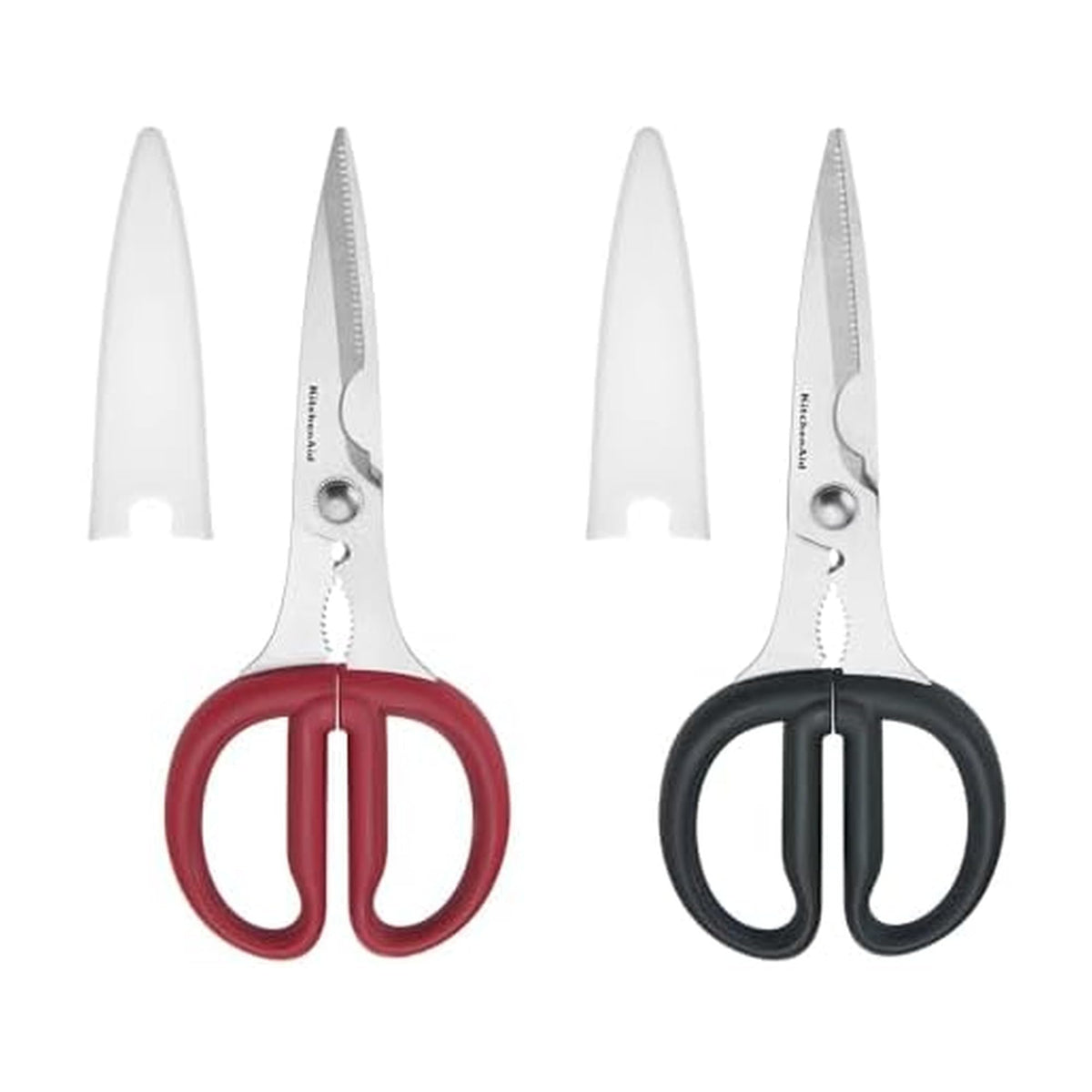 KitchenAid All Purpose Kitchen Shears with Protective Sheath Durable Stainless Steel Scissors, Dishwasher Safe, Soft Grip Comfort Handle, 8.72 Inch, Gray