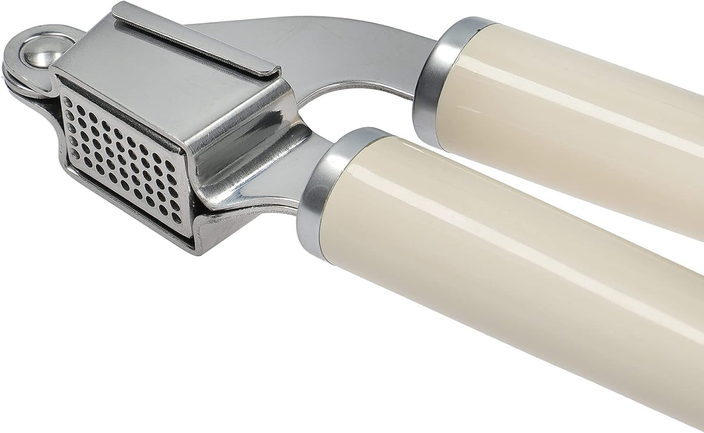 KitchenAid Garlic Press Crusher, Strong Stainless Kitchen Utensil, Removable Basket, Almond Cream