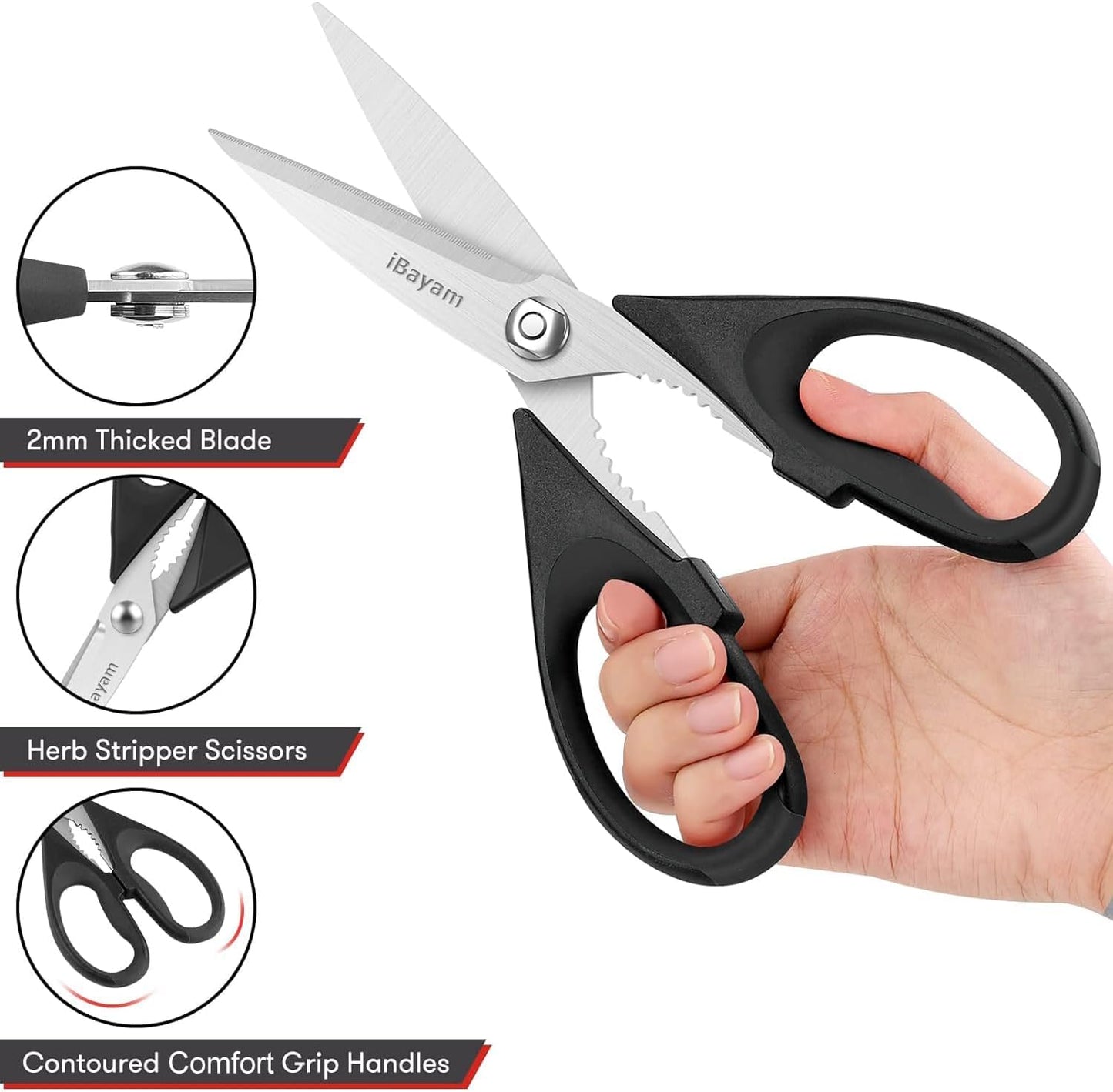 iBayam 8.7" All Purpose Kitchen Shears Heavy Duty with Protective Sheath