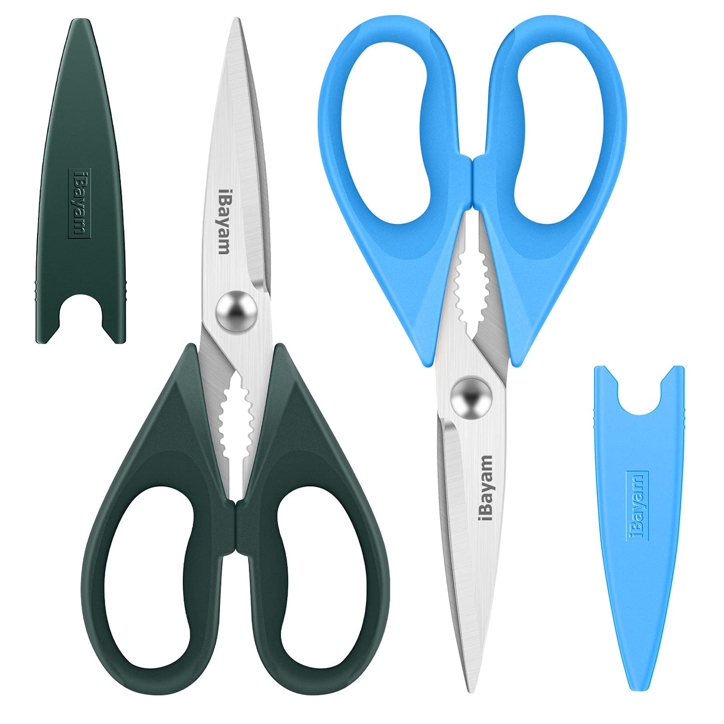 iBayam All Purpose Kitchen Shears with Protective Sheath, Black, 8.7 inch