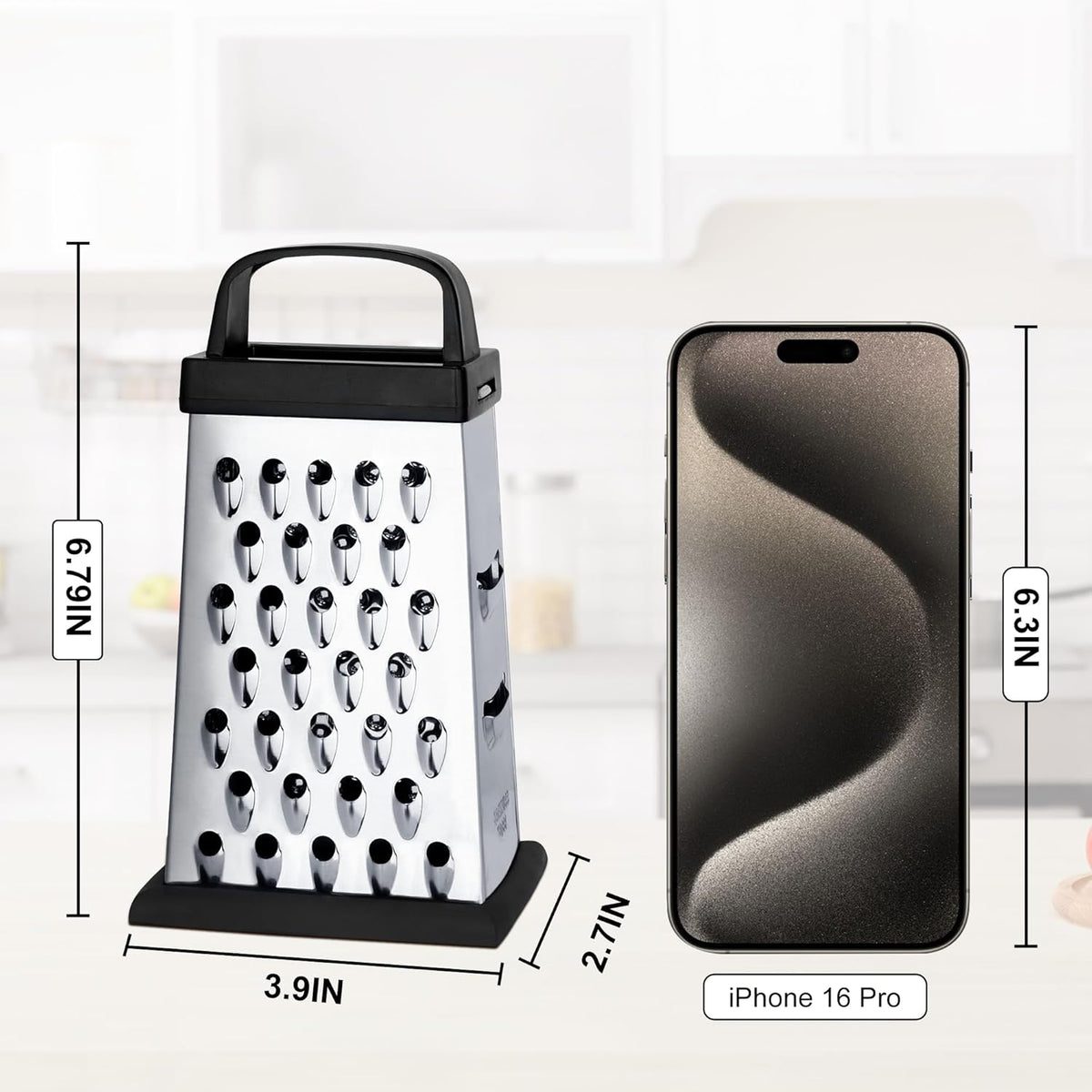 Kaishun Mini Cheese Grater,4-Sided Box Grater for Cheese, Vegetable & Fruit