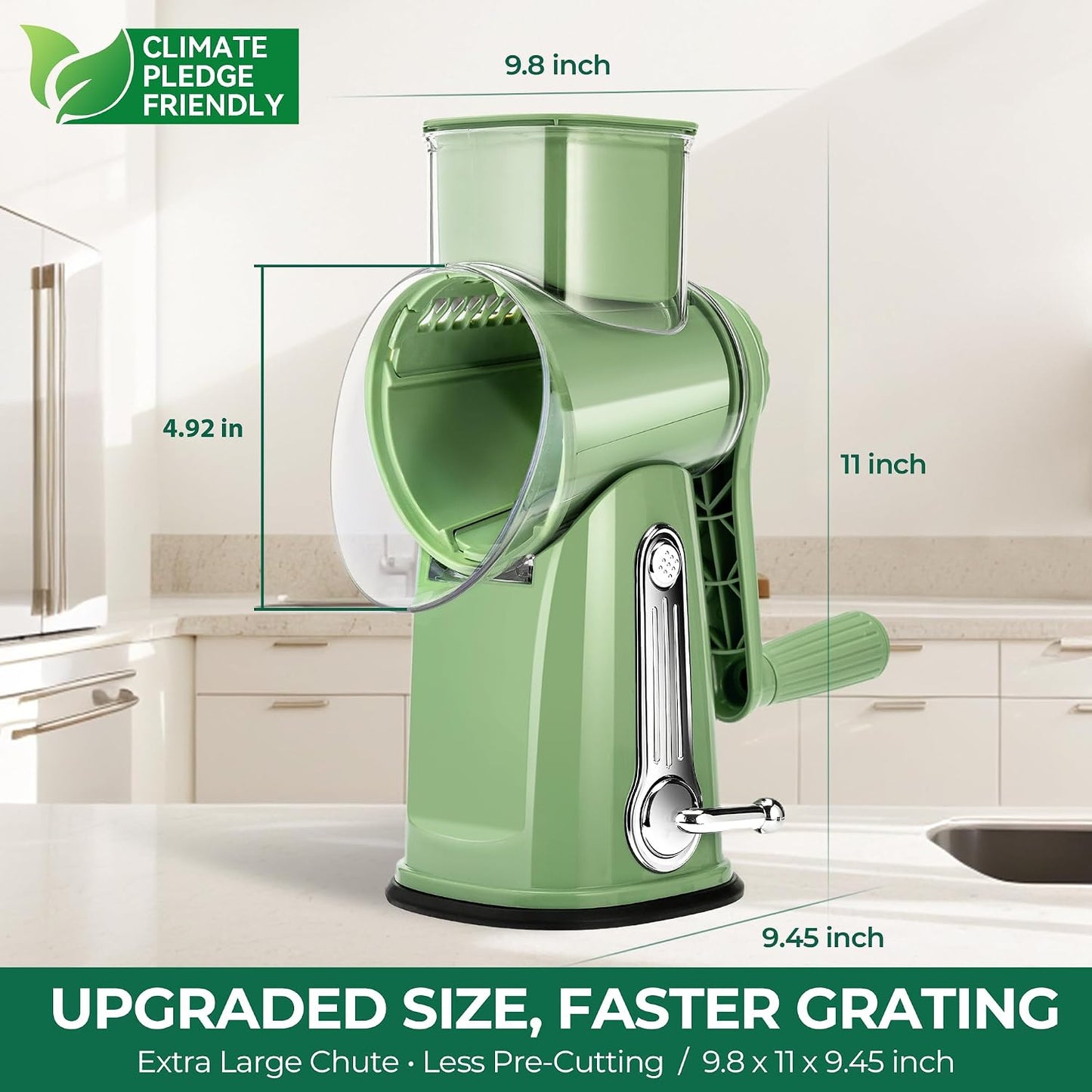 SUSTEAS Rotary Cheese Grater 5 Blades,Kitchen Mandoline Vegetable Slicer