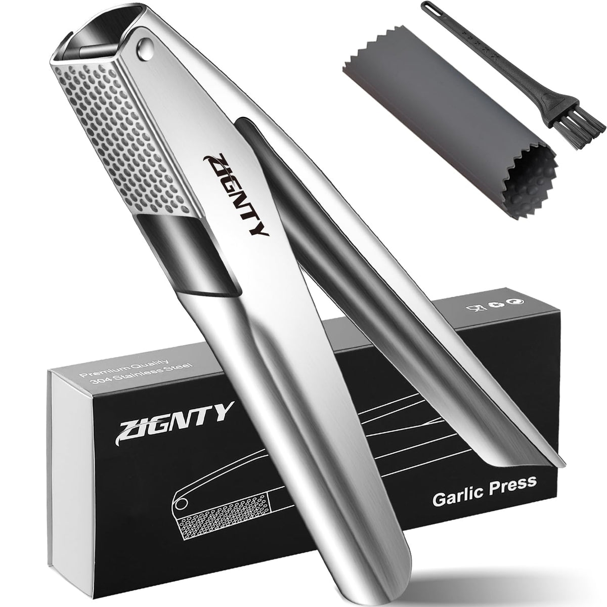 Garlic Press Stainless Steel, Garlic Mincer Tool No Need to Peel