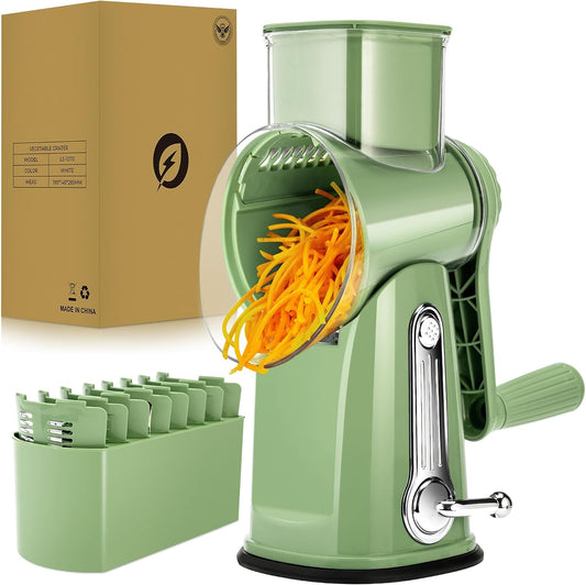 SUSTEAS Rotary Cheese Grater 5 Blades,Kitchen Mandoline Vegetable Slicer