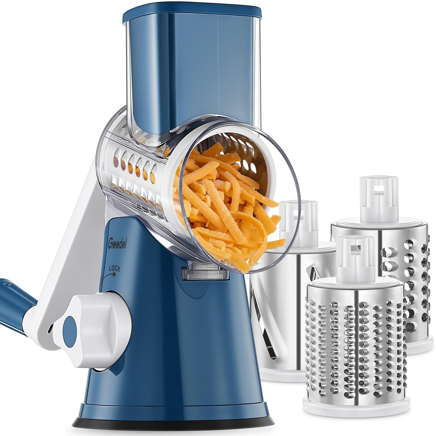 Geedel Rotary Cheese Grater Hand Crank, Cheese Shredder Vegetable Slicer