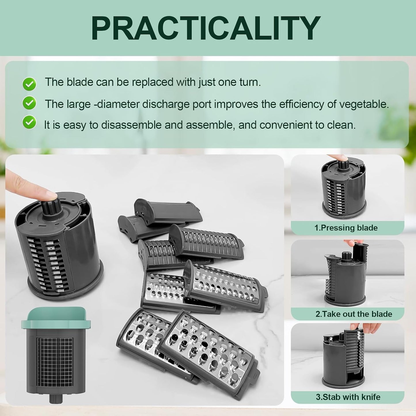 Upgraded 8-in-1 Electric Cheese Grater & Electric Cheese Shredder with 8 Interchangeable Blades for Cheese, Vegetables, Fruits and Nuts