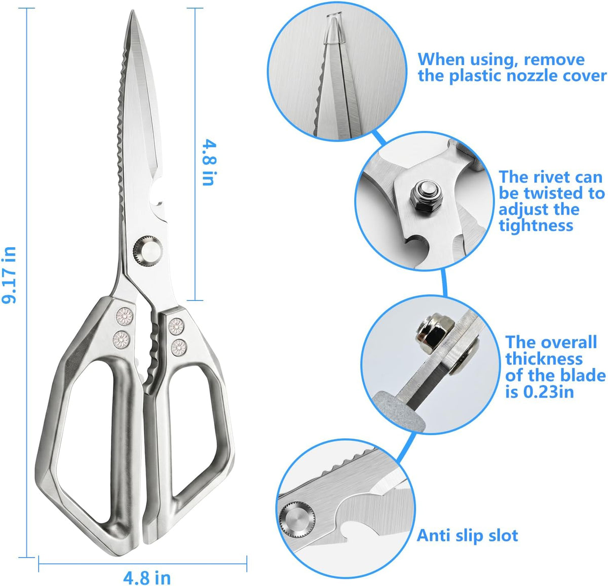 Heavy Duty Kitchen Scissors, Stainless Steel