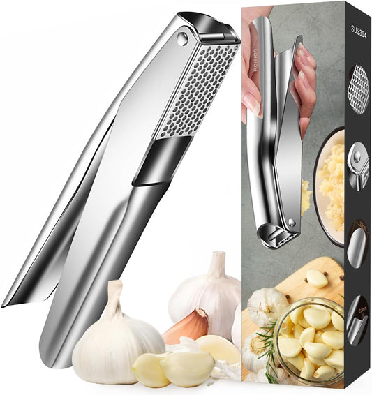 Stainless Steel Garlic Press, Garlic Crusher, Dishwasher Safe