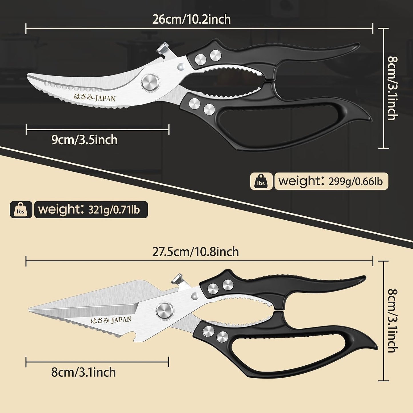 Huusk Kitchen Scissors Set Heavy Duty, All Purpose Japanese Poultry Shears