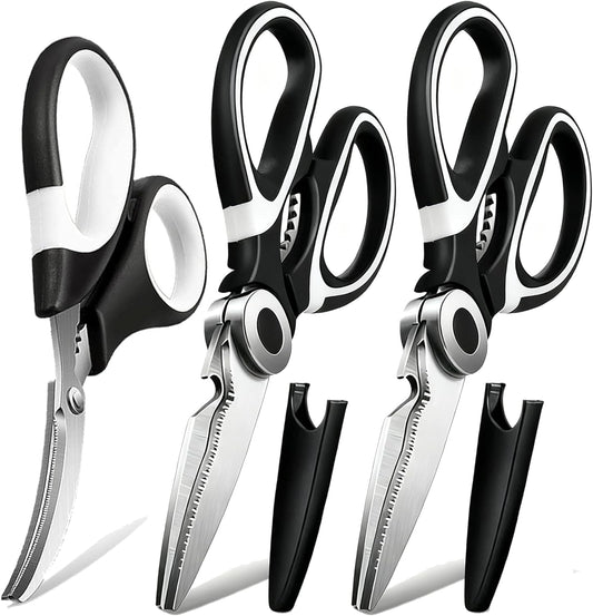 OMDAR 3 Pack Kitchen Scissors & Seafood Scissors Set, Sharp Kitchen Shears