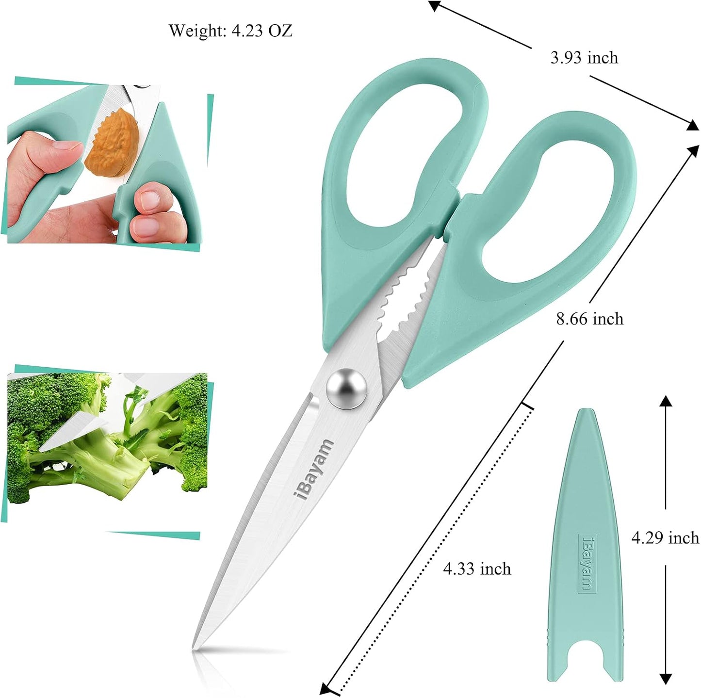 iBayam 2 Pack All Purpose Kitchen Scissors Shears Heavy Duty, Blade Covers