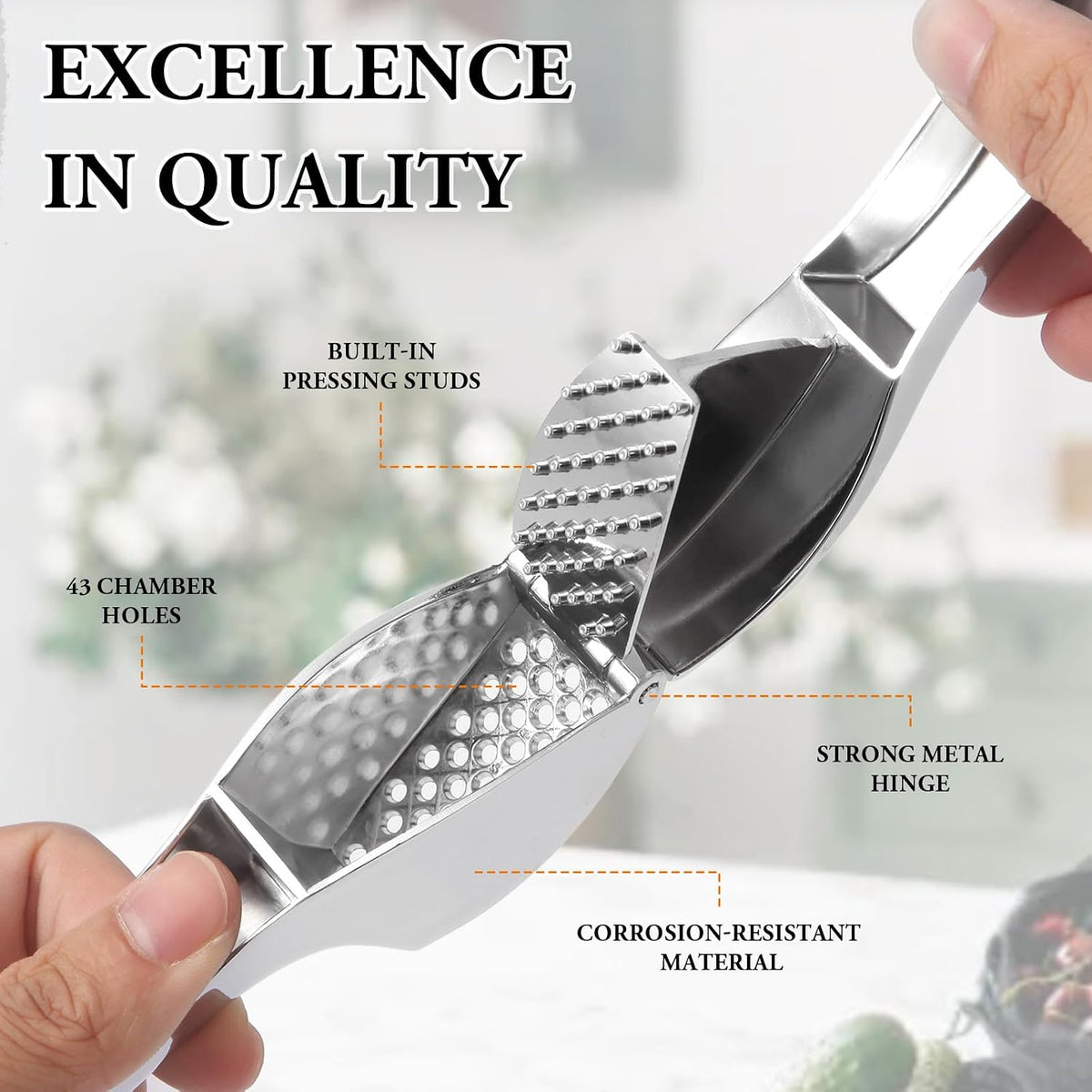 Garlic Press Crusher Mincer, Heavy Duty Kitchen Tool, Dishwasher Safe