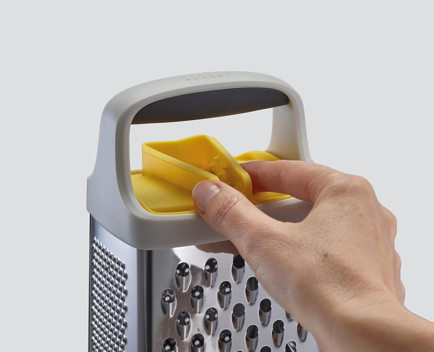 Joseph Joseph Multi-Grip Box Grater with Precision food grip, Stainless Steel blades for grating and slicing, non-slip base, Dishwasher safe