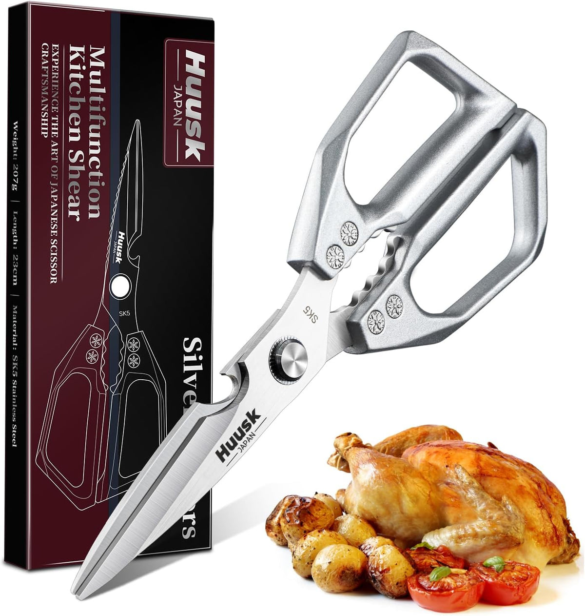 Huusk Kitchen Scissors for Food, Japanese Steel Kitchen Shears All Purpose