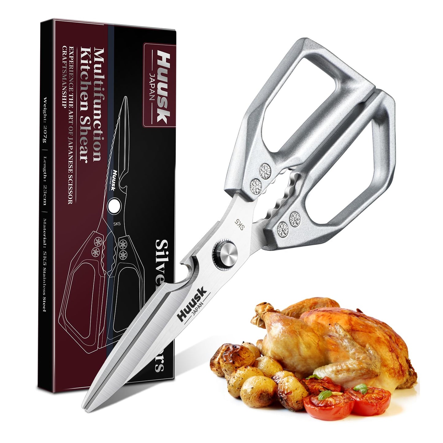 Huusk Kitchen Scissors for Food, Japanese Steel Kitchen Shears All Purpose