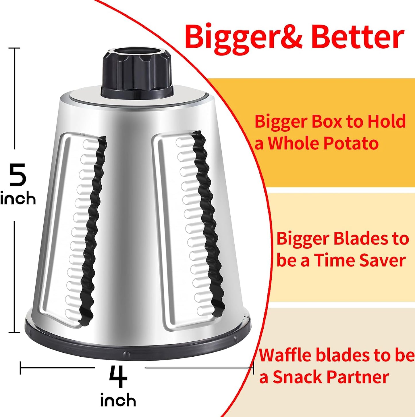 Weltonhm 4 in 1 Large Rotary Cheese Grater Hand Crank (Red black 4 Graters)