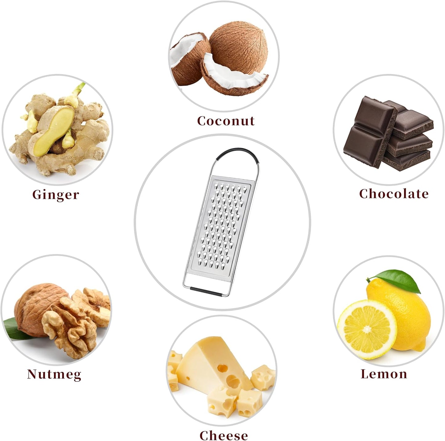 Cheese Grater Handheld, HIA Flat Coarse Stainless Steel Graters for Kitchen, Food Grater with Anti-Slip Handle, Perfect for Potato, Vegetable, Butter, Parmesan Cheese