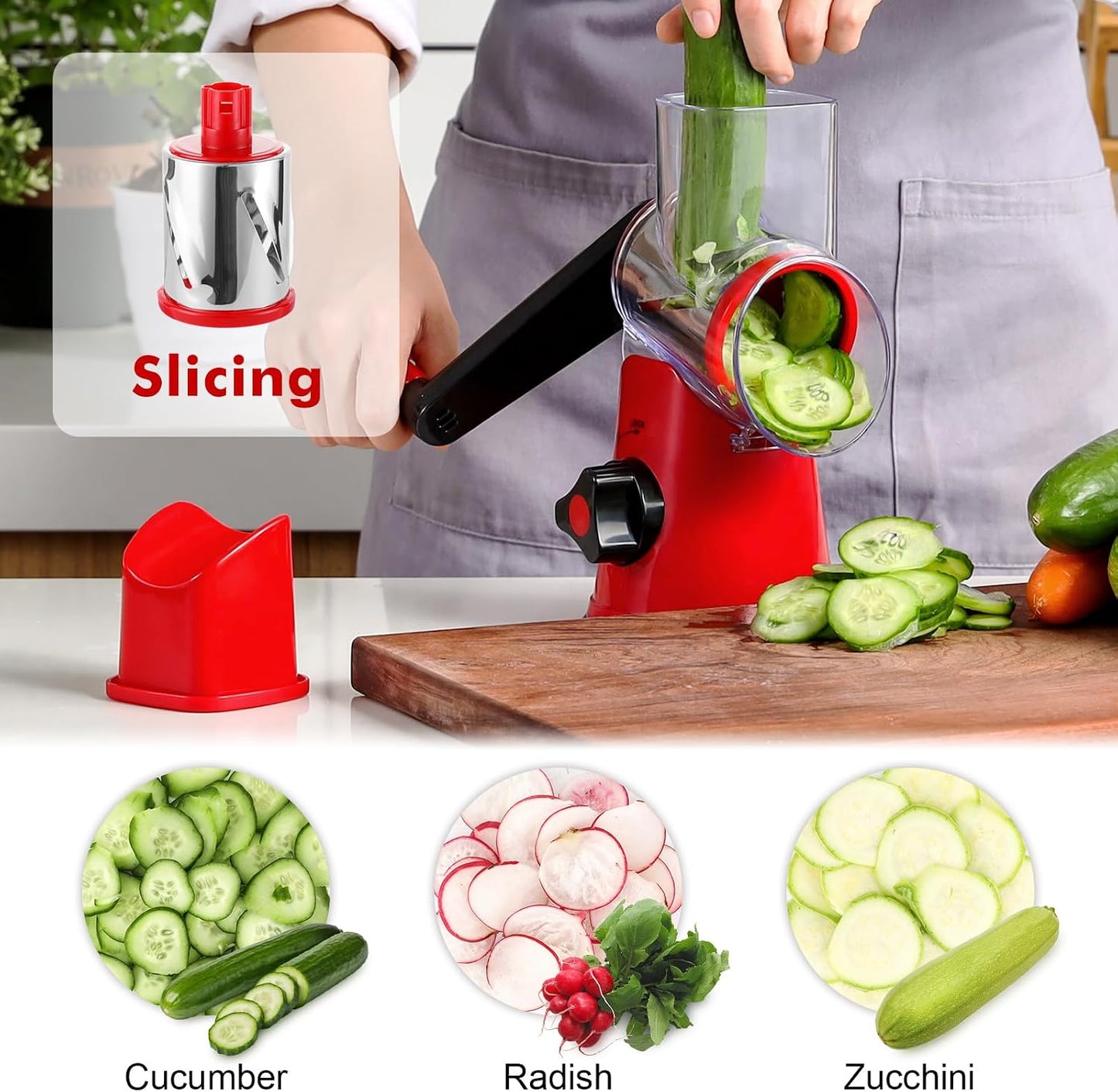 GDL Cheese Grater Hand Crank, Rotary Cheese shredder, Vegetable Slicer