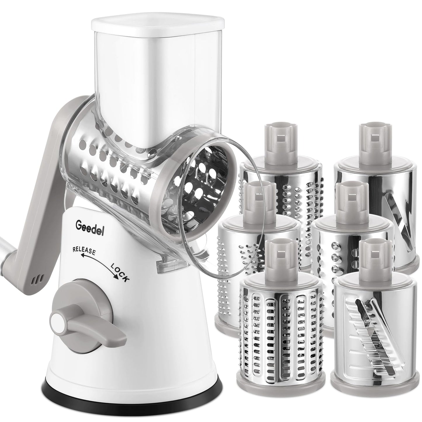 Geedel Rotary Cheese Grater Hand Crank, Cheese Shredder Vegetable Slicer