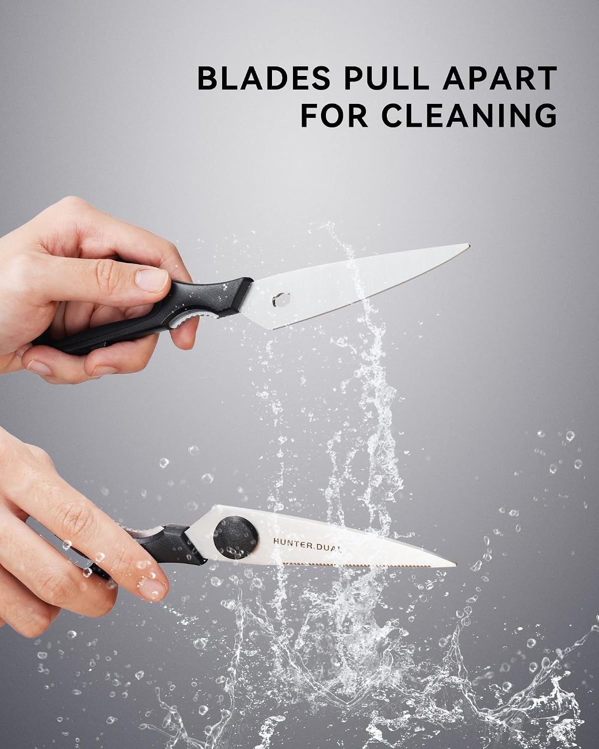 Kitchen Scissors for Food, HUNTER.DUAL Heavy Duty Come Apart Poultry Shears for Cooking, All Purpose for Cutting Chicken, Meat, Fish & Vegetables (Black, 8.35 Inch)