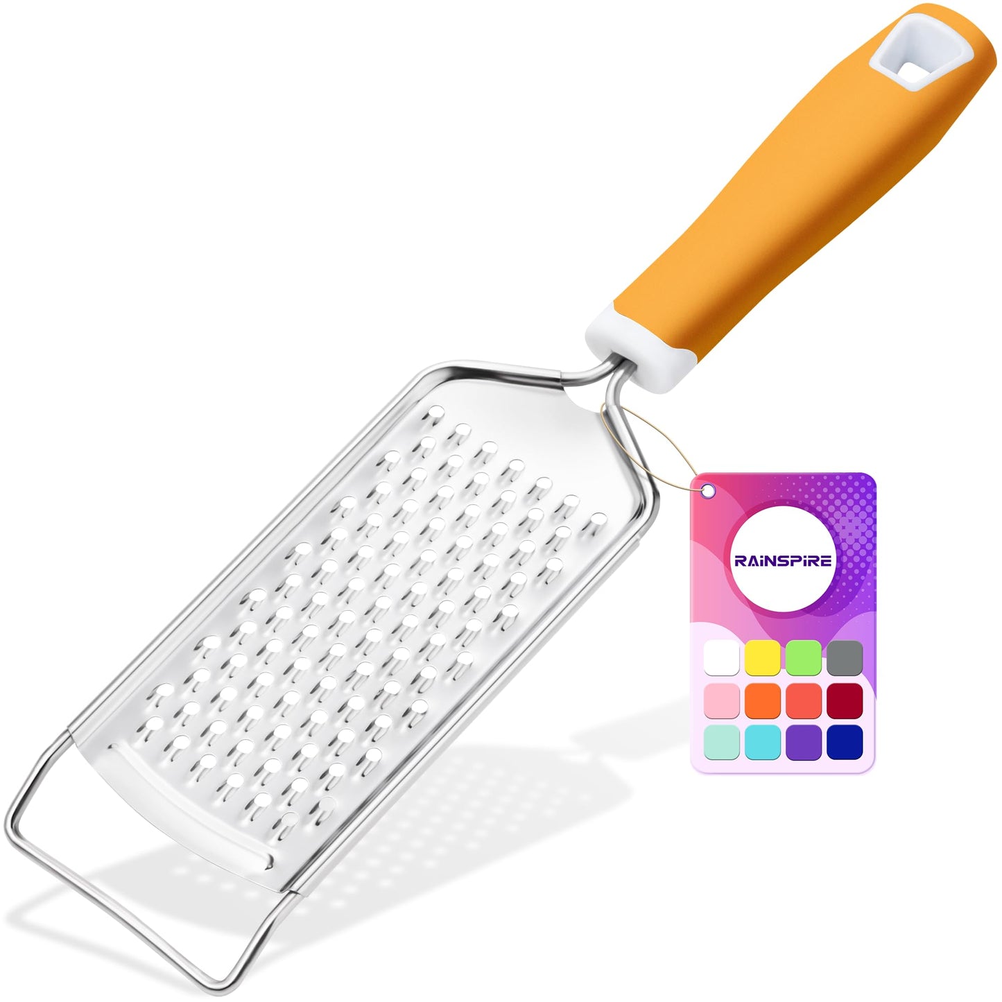 Rainspire Professional Cheese Graters for Kitchen Stainless Steel Handheld, Metal Lemon Zester Grater With Handle For Cheese, Chocolate, Spices, Kitchen Gadgets And Tools, Soft Grip Handle, Black