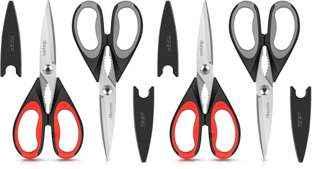 iBayam 2 Pack All Purpose Kitchen Scissors Shears Heavy Duty, Blade Covers