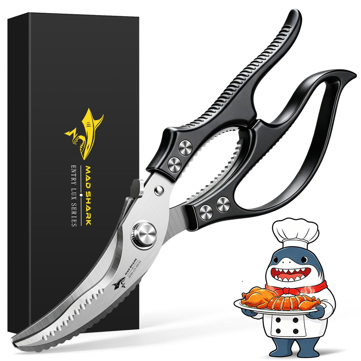 MAD SHARK Heavy Duty Poultry Shears,Spring Loaded Kitchen Shears,Dishwasher