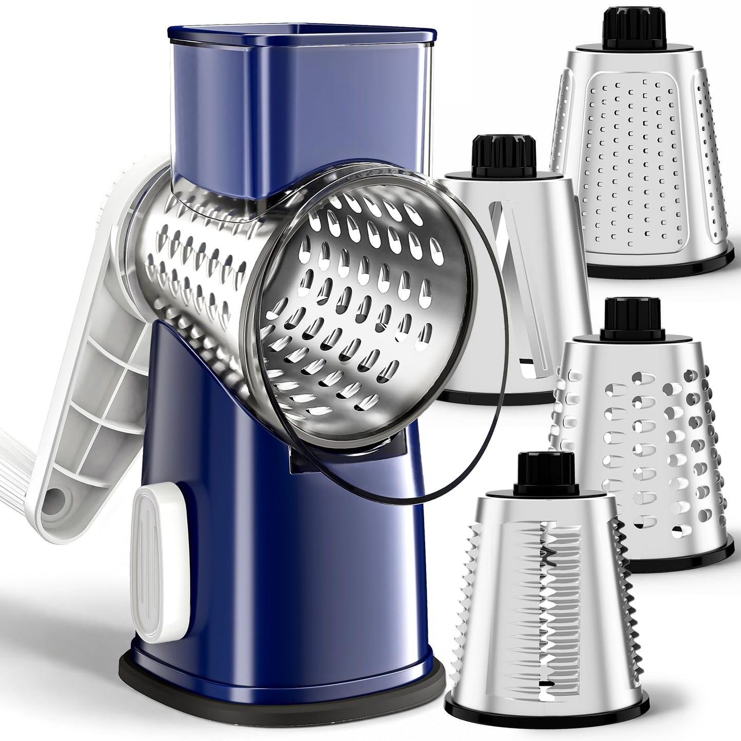 Weltonhm 4 in 1 Large Rotary Cheese Grater Hand Crank (Red black 4 Graters)
