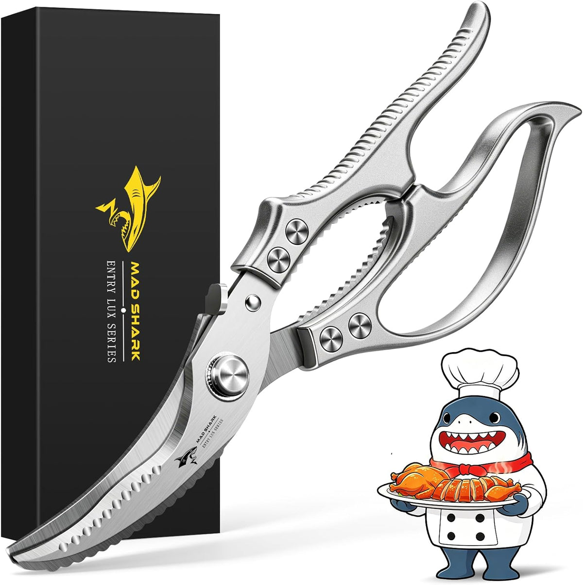 MAD SHARK Heavy Duty Poultry Shears,Spring Loaded Kitchen Shears,Dishwasher