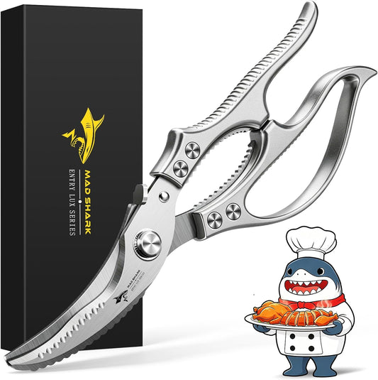MAD SHARK Heavy Duty Poultry Shears,Spring Loaded Kitchen Shears,Dishwasher