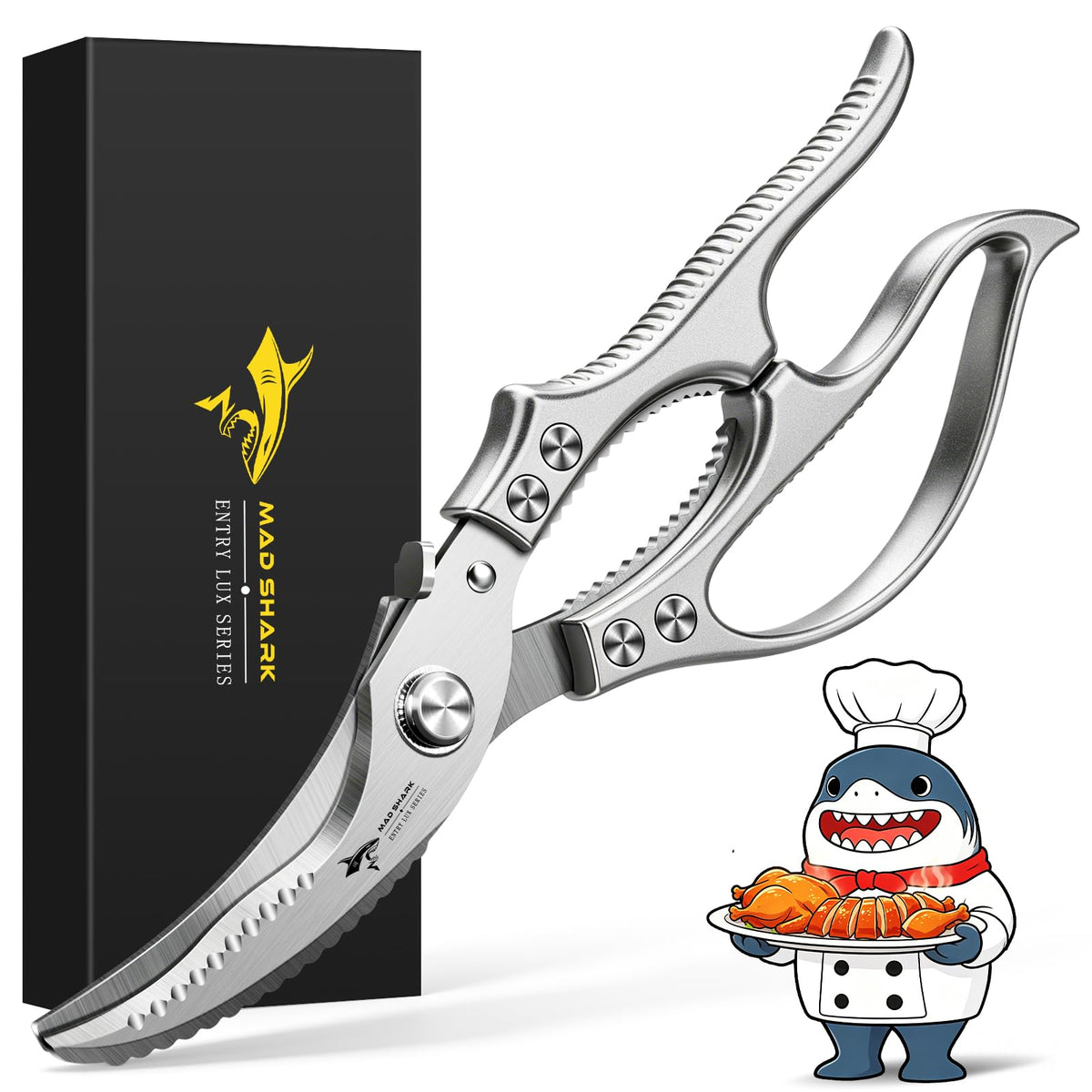 MAD SHARK Heavy Duty Poultry Shears,Spring Loaded Kitchen Shears,Dishwasher