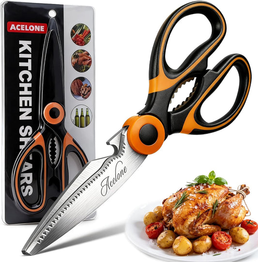 Acelone Kitchen Shears,Premium Heavy Duty Shears Ultra Sharp Stainless Steel Multi-function Kitchen Scissors for Chicken/Poultry/Fish/Meat/Vegetables/Herbs/BBQ…